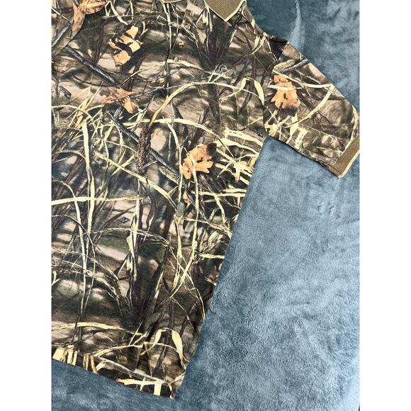 Men's Wrapid Bass Atlanta GA Realtree Camo Hunting Polo Shirt Size M Excellent - Picture 5 of 9